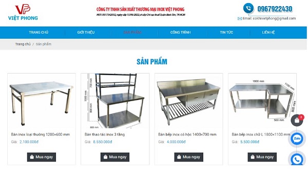 Cơ khí Việt Phong cung cấp đa dạng các loại bàn sơ chế chất lượng