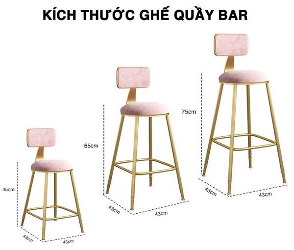Kích thước ghế tiêu chuẩn tại quầy pha chế