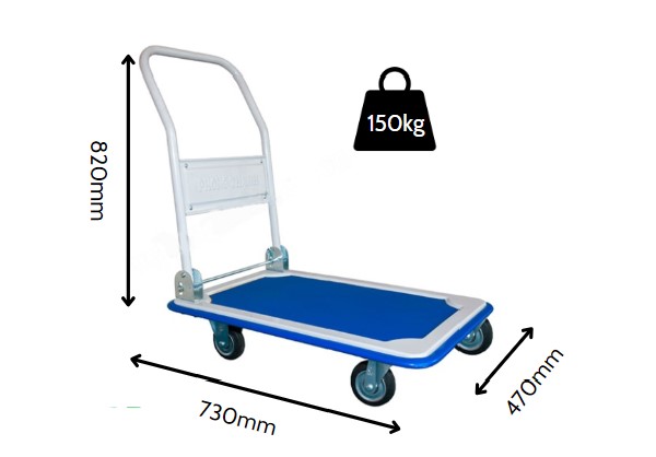 Kích thước xe đẩy hàng inox 4 bánh 150kg