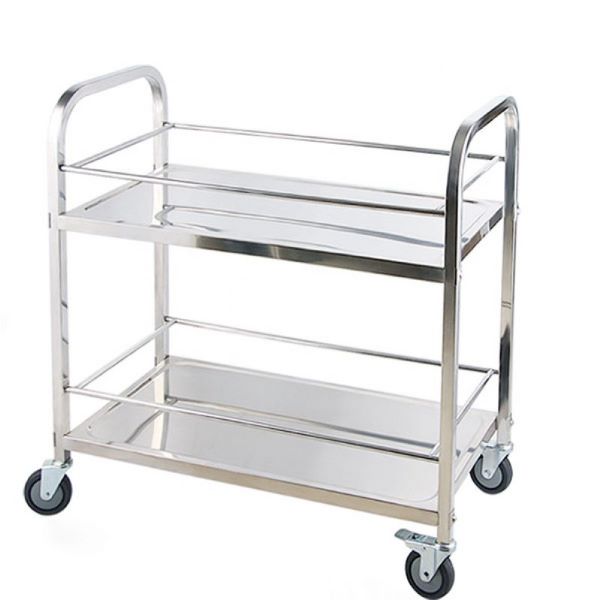 Xe đẩy thức ăn inox 2 tầng