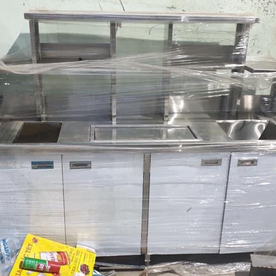 Quầy pha chế inox 2 chậu rửa