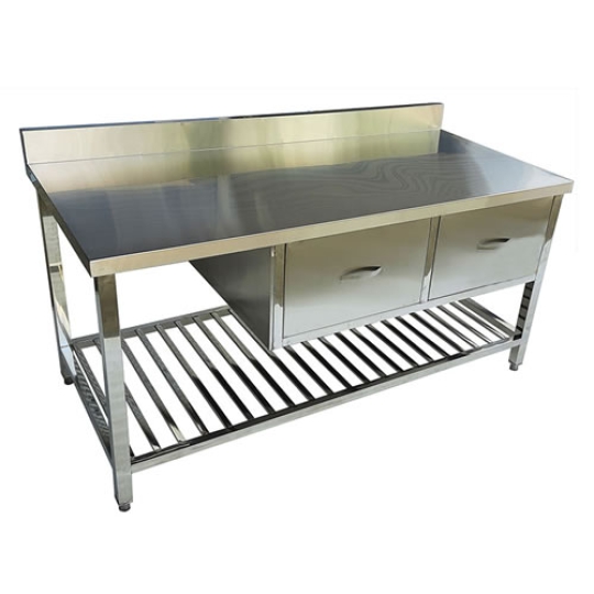 Bàn bếp inox có hộc 1400×700 mm