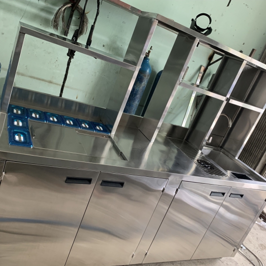 Quầy pha chế inox 2M 1 chậu rửa có ngăn kéo 